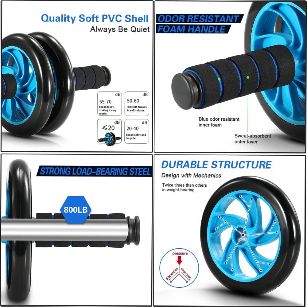 Fitnessset 5-in-1 Bauchtrainer Ab Wheel mit Springseil und Kniematte - Bild 3