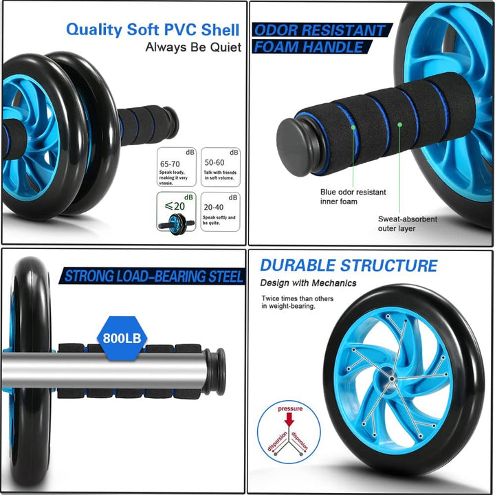 Fitnessset 5-in-1 Bauchtrainer Ab Wheel mit Springseil und Kniematte - Bild 3