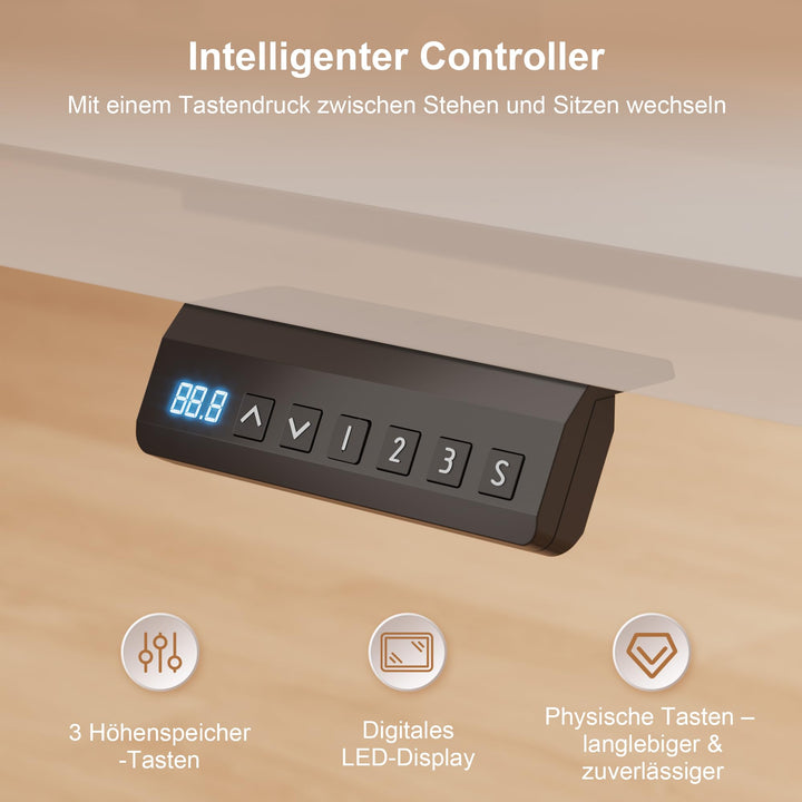 Schreibtischgestell elektrisch höhenverstellbar Doppelmotor 100 kg USB-C - Bild 9