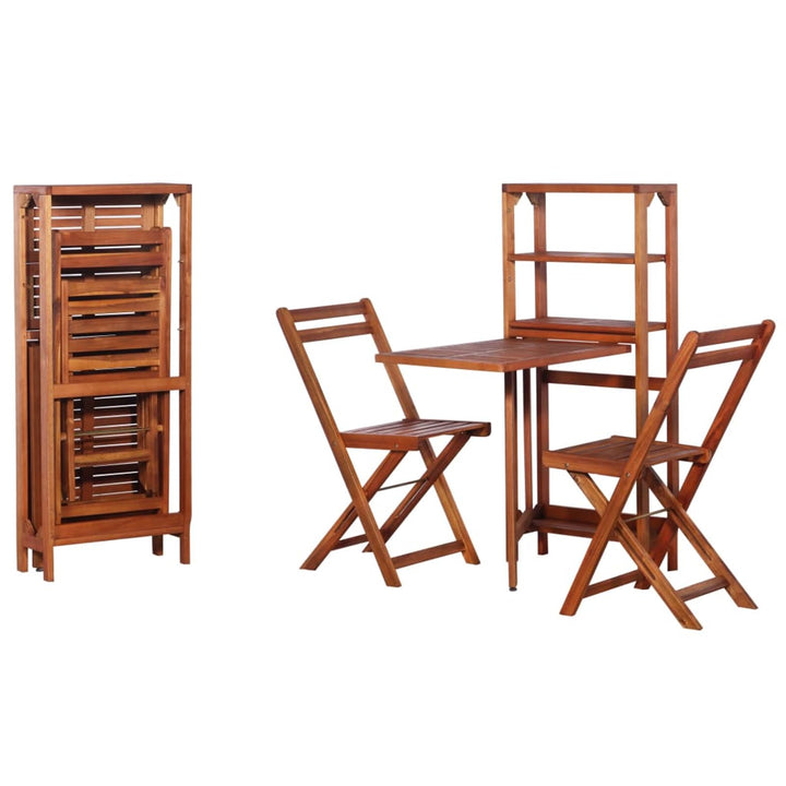 Bistro-Set 3-tlg. klappbar Akazien-Massivholz Balkon Terrasse