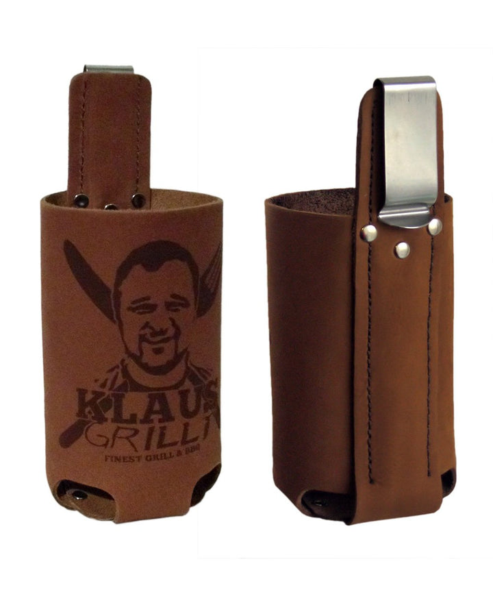 Bierholster Nubuk-Leder 0,5l Flaschen Gürtelclip Grillfans - Bild 2