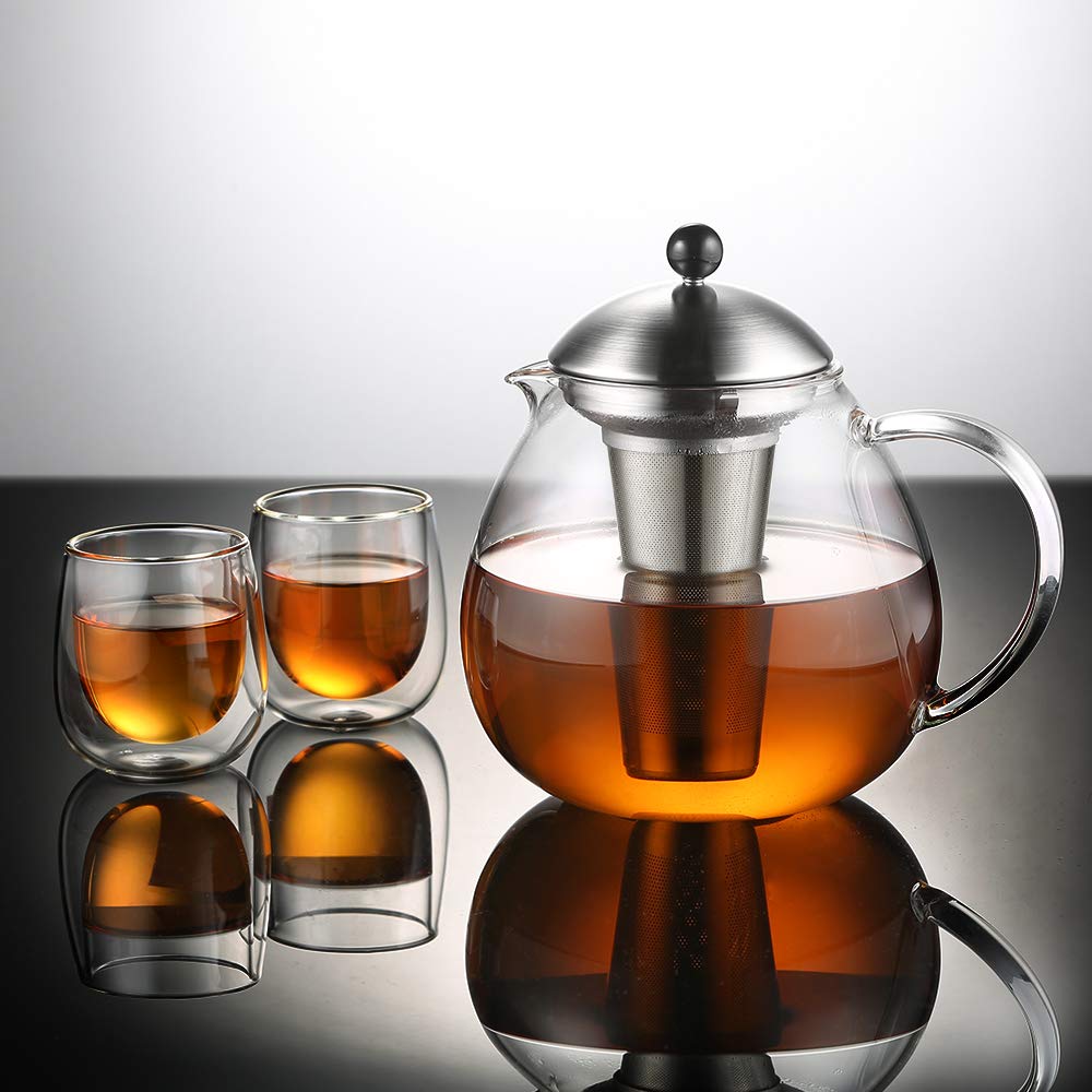 Teekanne Glas mit Stövchen 1500 ml Borosilikat und Edelstahl - Bild 7