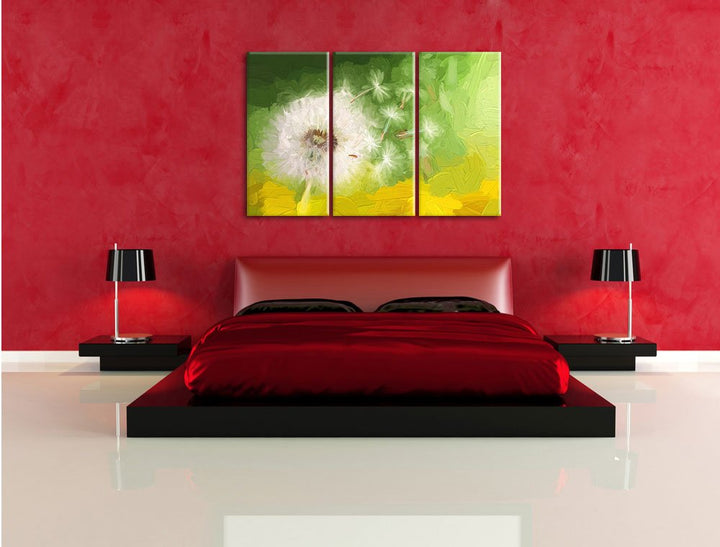Leinwandbild 3-teilig Löwenzahn 120x80cm Keilrahmen fertig bespannt - Bild 4