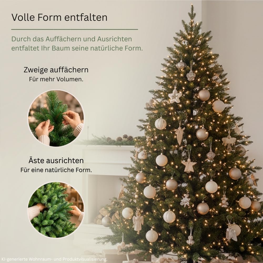 Künstlicher Weihnachtsbaum 150 cm PVC mit Metallständer 872 Spitzen - Bild 7