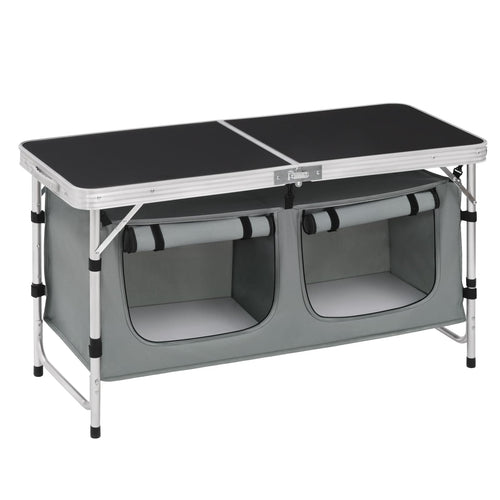 Campingtisch klappbar mit Stauraum Aluminium 120x47 cm höhenverstellbar