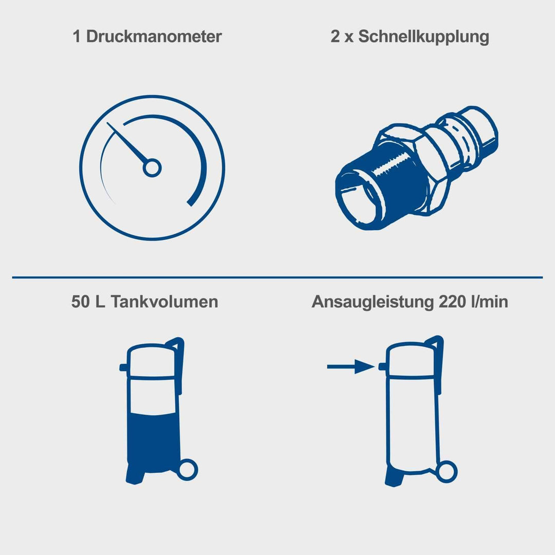 Druckluftkompressor stehend 50L Kessel 10bar ölfrei für Werkstatt - Bild 4
