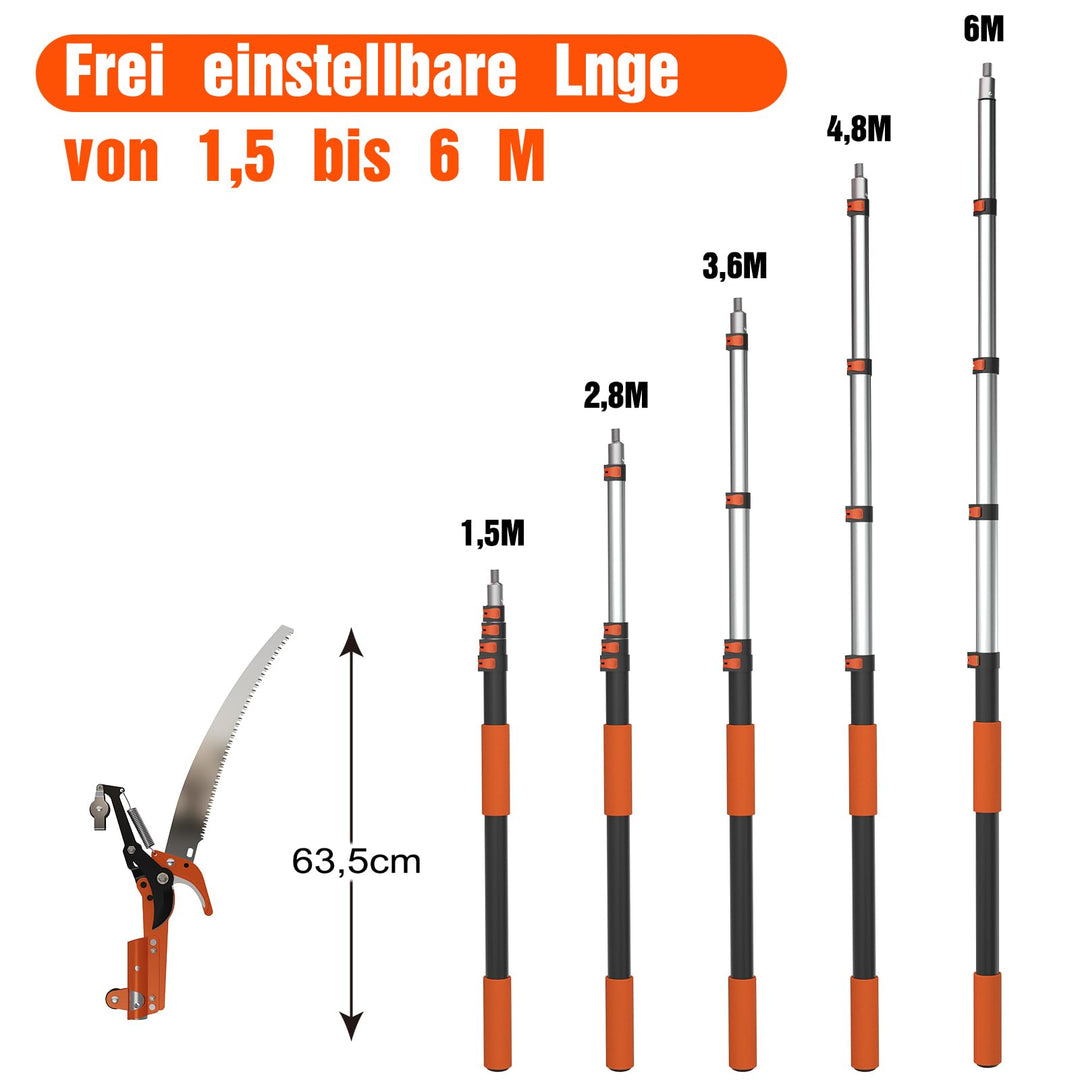 Teleskop-Astsäge Aluminium 1,5–6 m für Baumbeschneidung - Bild 3