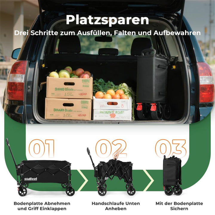 Bollerwagen faltbar 150 kg All-Terrain-Räder mit Bremsen 150 L - Bild 7