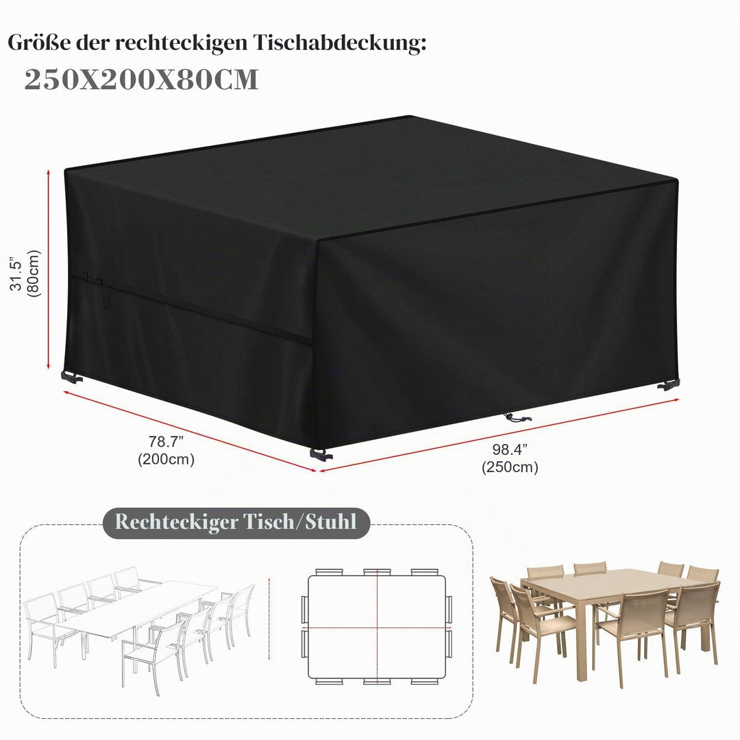 Gartenmöbel Schutzhülle 250x200x80cm 420D Oxford wasserdicht Winterschutz - Bild 2