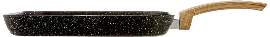 Grillpfanne Aluminium 28x28 cm Steinoptik Holzgriff, ohne Induktion - Bild 2
