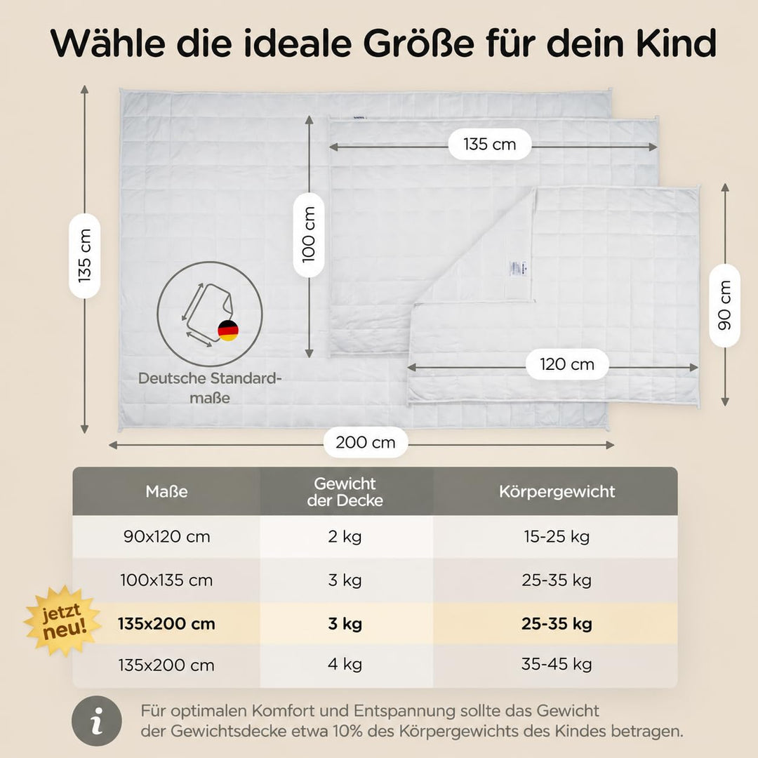 Gewichtsdecke Kinder 3 kg 100x135 cm Baumwolle OEKO-TEX weiss - Bild 4