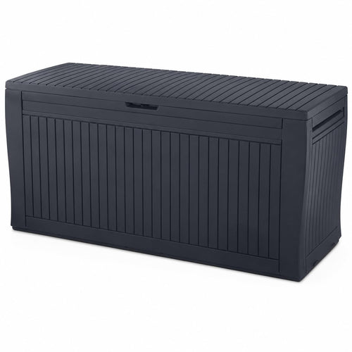 Auflagenbox Kunststoff Holzoptik 270 L wasserdicht als Sitzbank