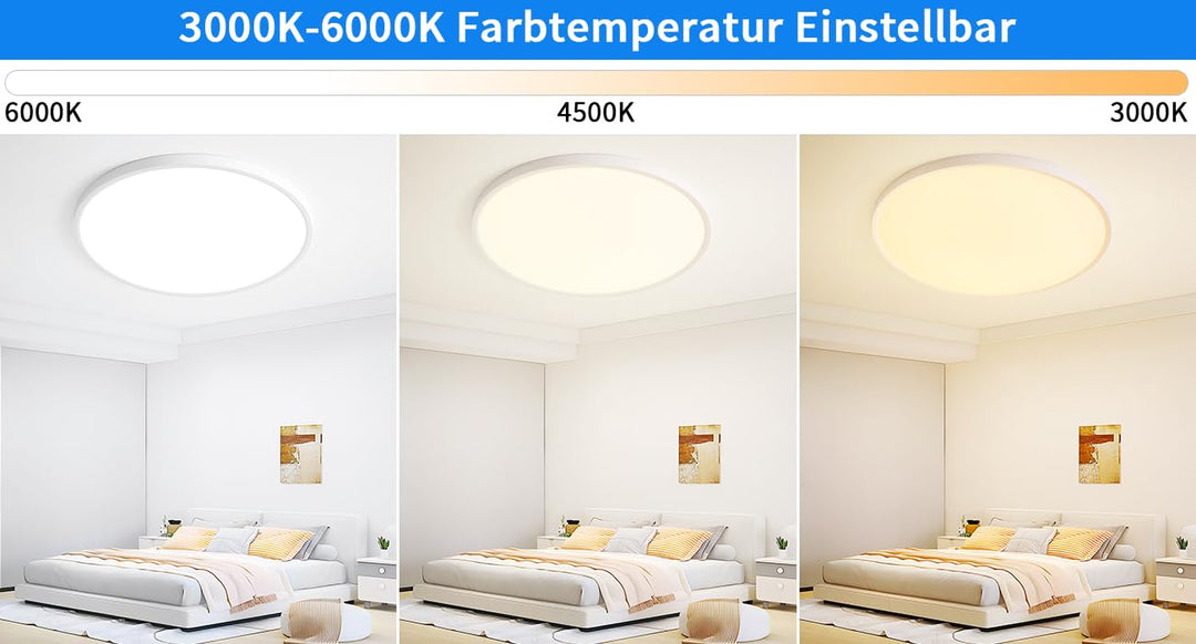 LED Deckenleuchte Flach Dimmbar Rund 48W Ø50cm mit Fernbedienung - Bild 2