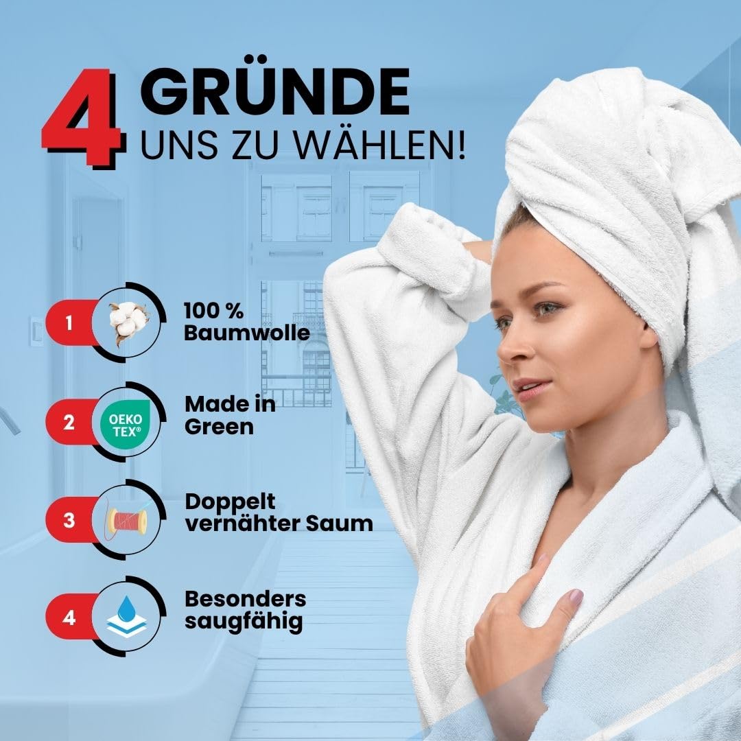 Badetücher Frottee 4er-Set Baumwolle 70x140 cm Weiss - Bild 5