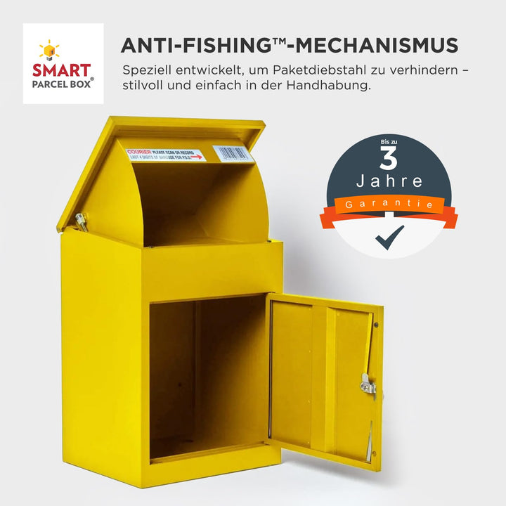 Paketbriefkasten Stahl wetterfest Grösse M mit Rückholsperre, Gelb - Bild 3