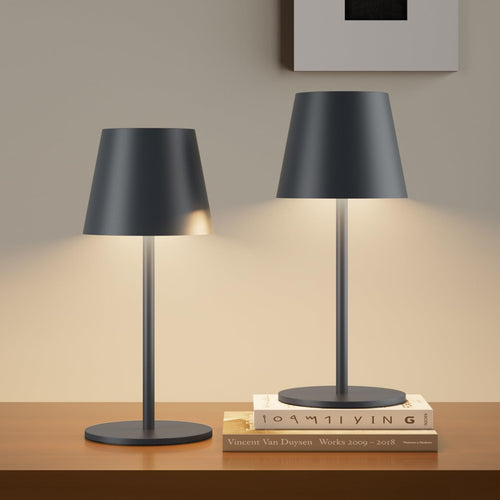 LED Akku-Tischleuchte dimmbar 26 cm Aluminium IP54 2er-Set
