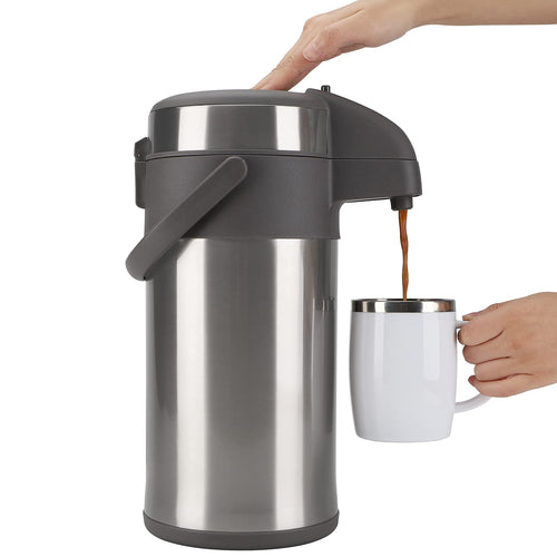 Pumpkanne Edelstahl 4 Liter doppelwandig für Kaffee und Tee