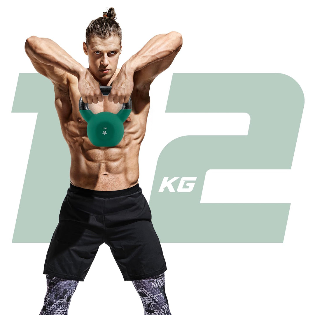 Kettlebell Gusseisen neoprenbeschichtet 12 kg für Krafttraining - Bild 6