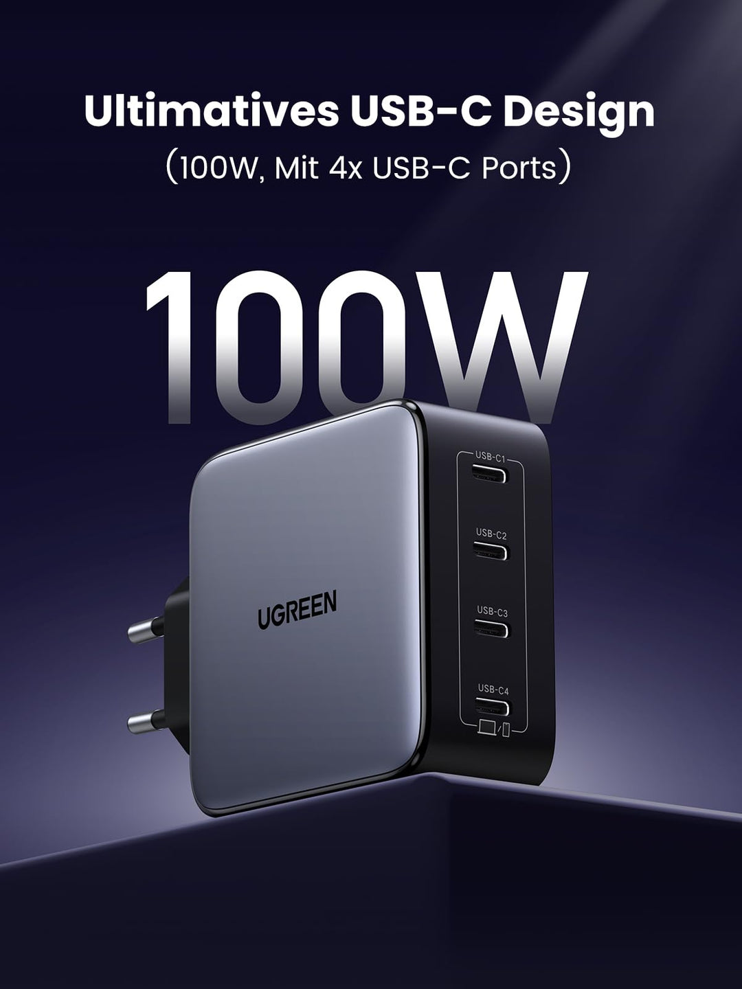USB-C Ladegerät 100W GaN 4-Port für Laptop und Smartphone - Bild 2