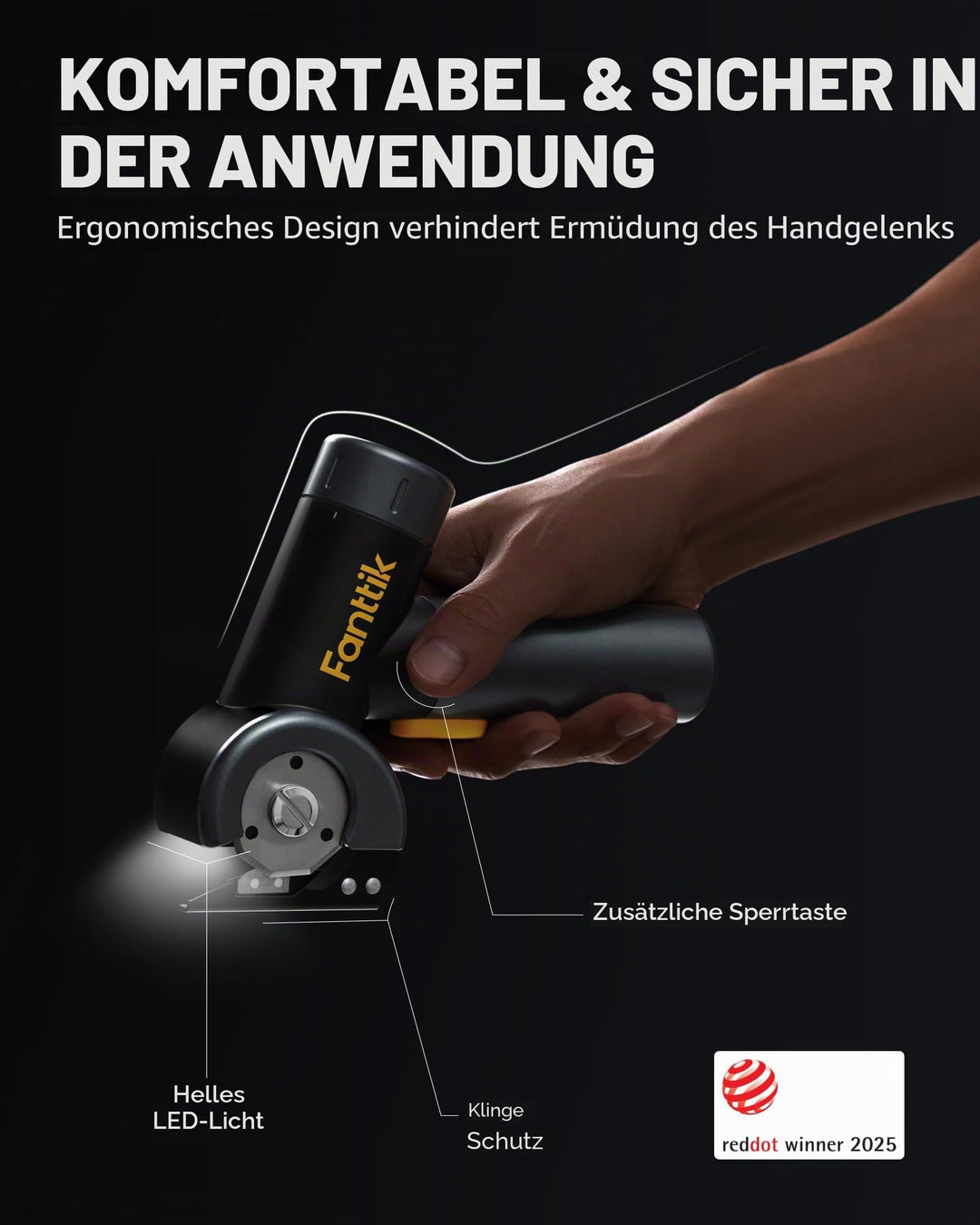 Elektrische Schere mit LED-Display 3 Geschwindigkeiten Akku - Bild 6