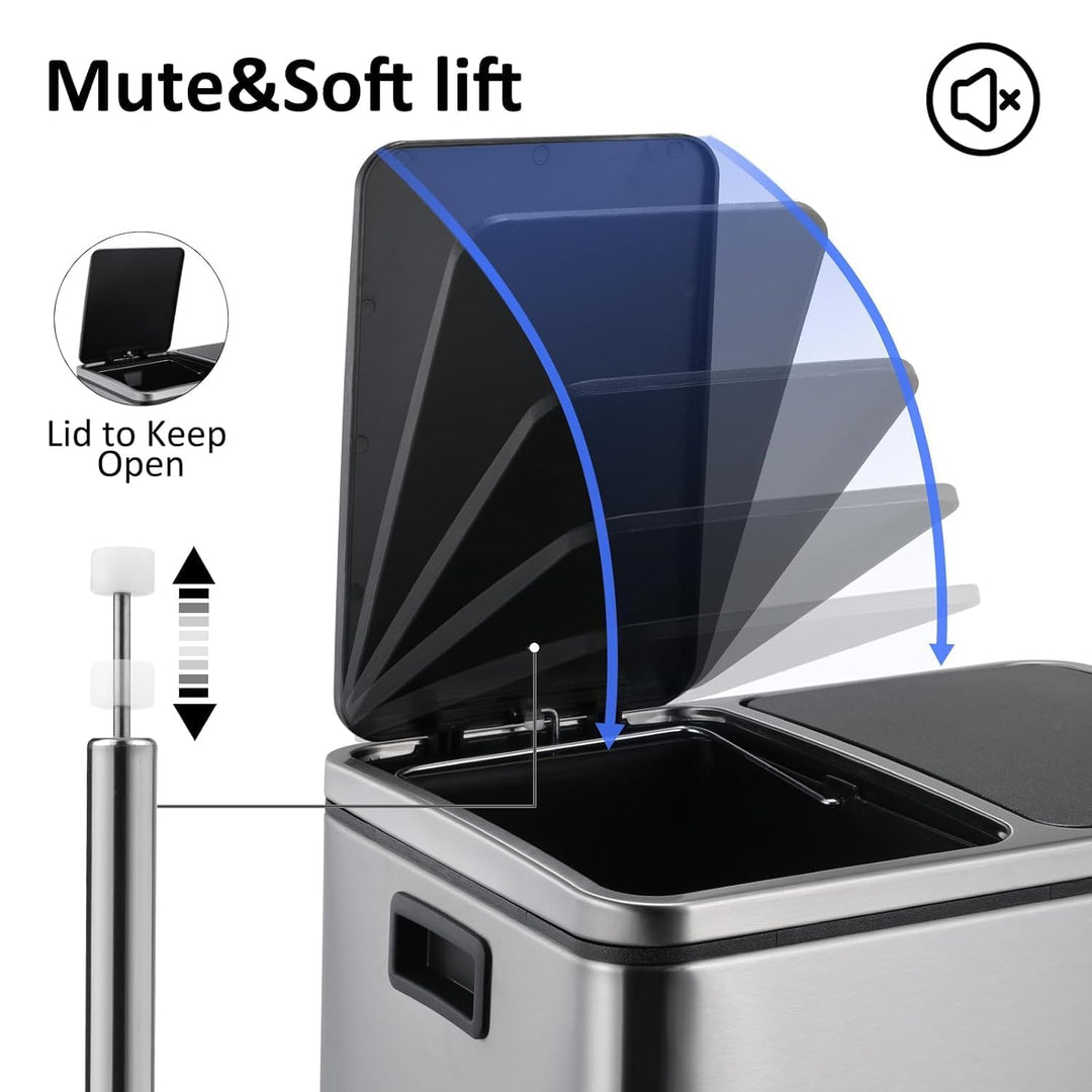 Mülleimer Doppelfach 30L Edelstahl Soft-Close Treteimer - Bild 6