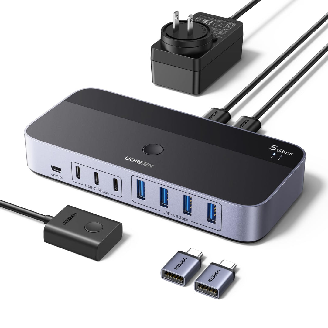 USB Switch 2 PC 7 Ports USB 3.0 mit 4x USB-A und 3x USB-C