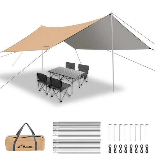 Camping Tarp 4x3m wasserdicht Ripstop Polyester mit Zubehör