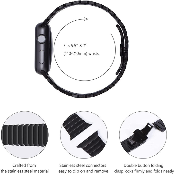 Edelstahl Gliederarmband Apple Watch 49/46/45/44mm Schwarz - Bild 4