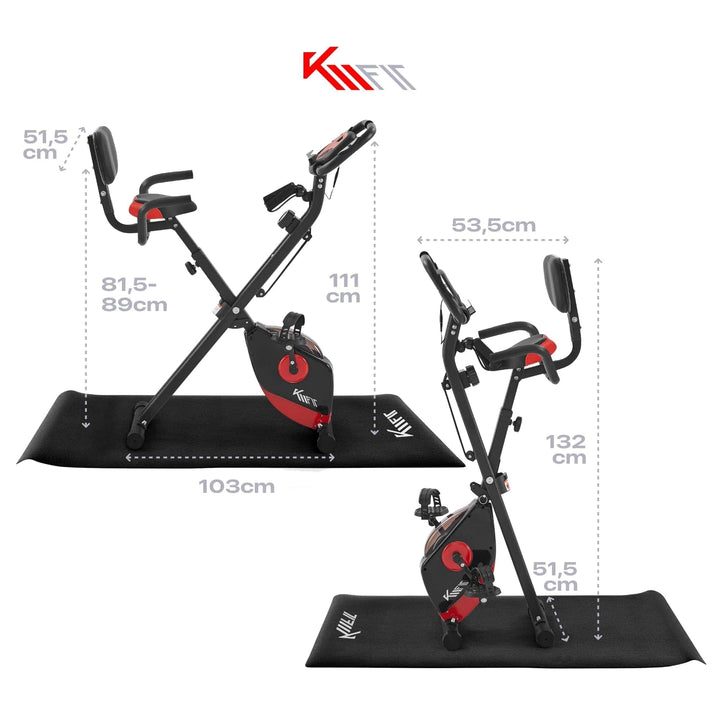 Heimtrainer Fahrrad klappbar 2-in-1 mit Zugbaendern, 16 Stufen - Bild 7