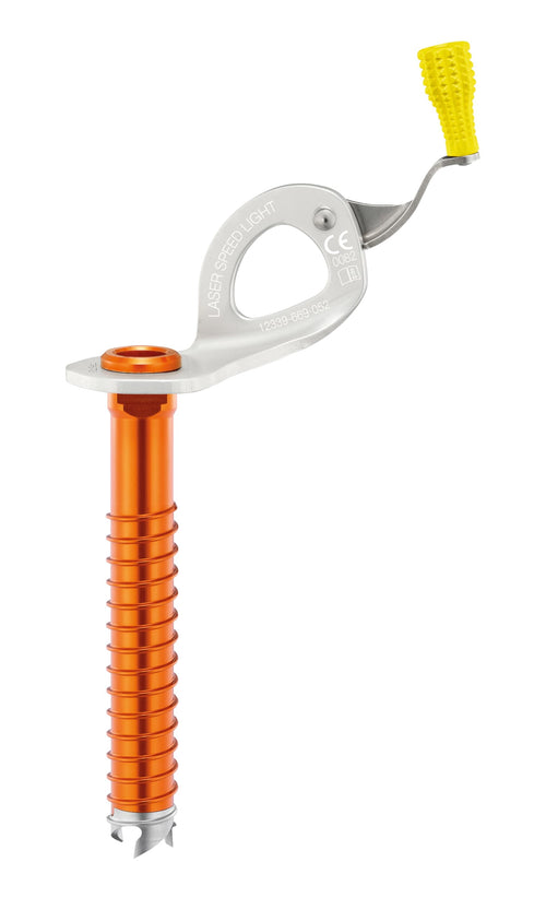 Eisschraube Stahl/Aluminium 13 cm gelb mit klappbarer Kurbel