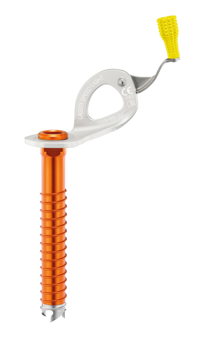 Eisschraube Stahl/Aluminium 13 cm gelb mit klappbarer Kurbel