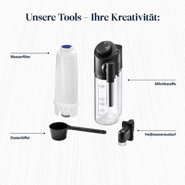 Kaffeevollautomat mit Milchsystem 5 Getränke schwarz schmal - Bild 9