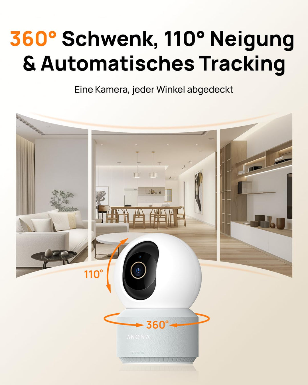Überwachungskamera Indoor 4K UHD 360° Wi-Fi 6 mit KI-Erkennung 4er-Set - Bild 2
