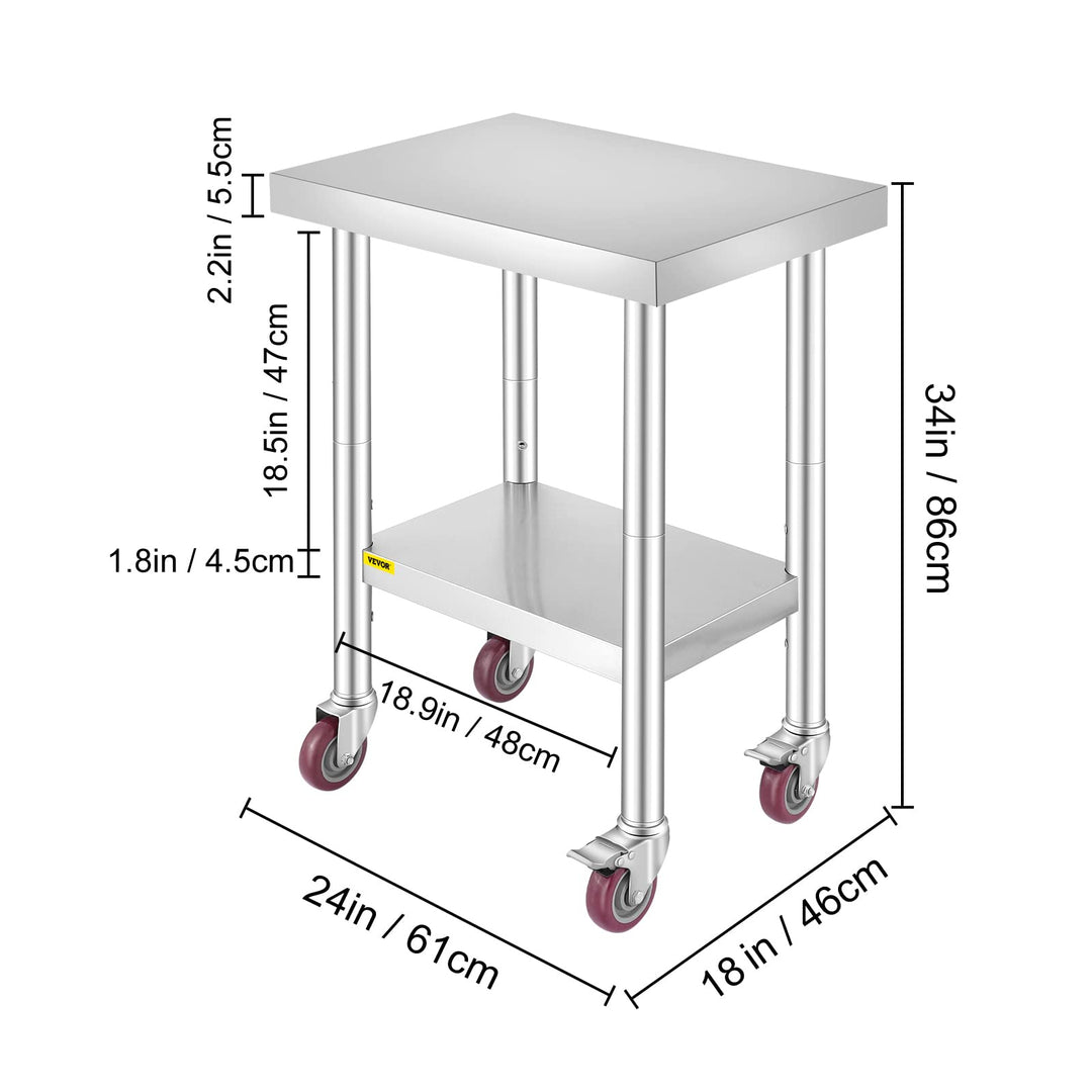 Edelstahl Arbeitstisch 61x46 cm rollbar mit Ablage 100 kg - Bild 8