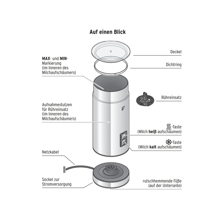 Milchaufschäumer elektrisch 130ml Edelstahl für Latte und Cappuccino - Bild 5