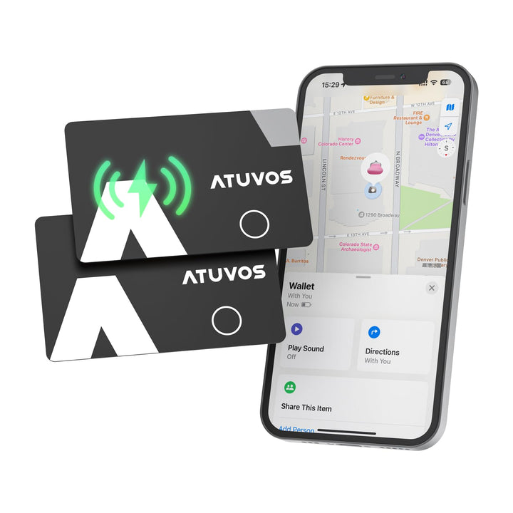 Wallet Tracker Karte ultradünn 1.6mm wiederaufladbar 2er-Set iOS