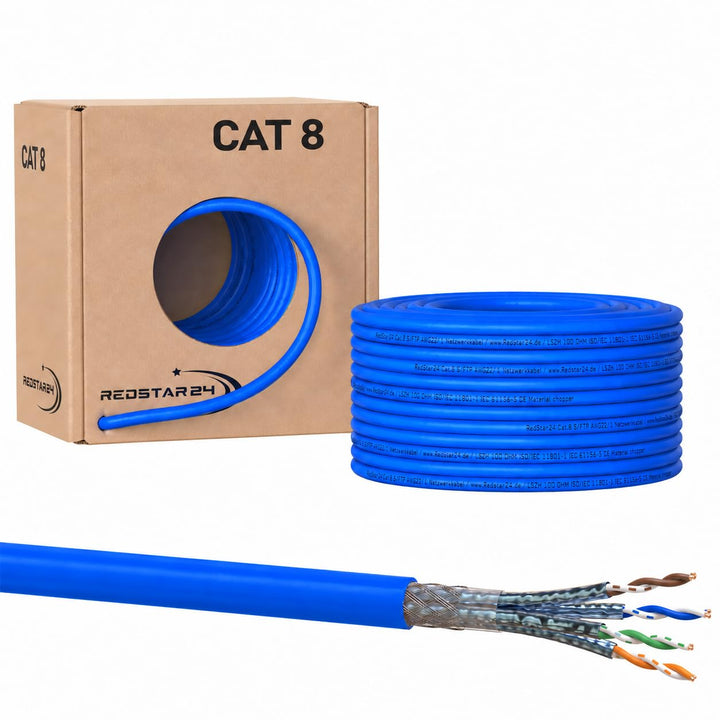 Verlegekabel CAT 8 S/FTP halogenfrei 40 Gbit/s 50m Kupfer