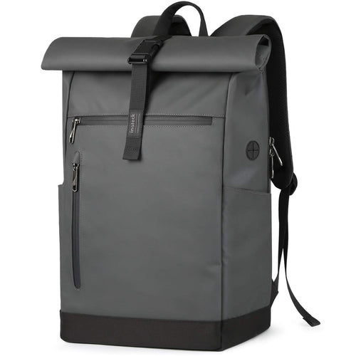 Rolltop Rucksack erweiterbar 25-30L Laptop 17" grau wasserabweisend