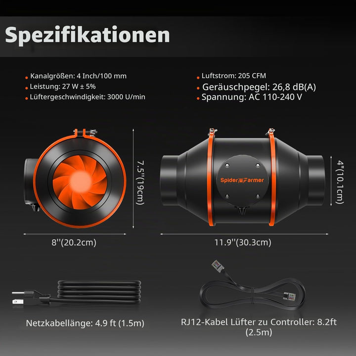 Abluftset 100mm mit Aktivkohlefilter und Rohrventilator - Bild 8