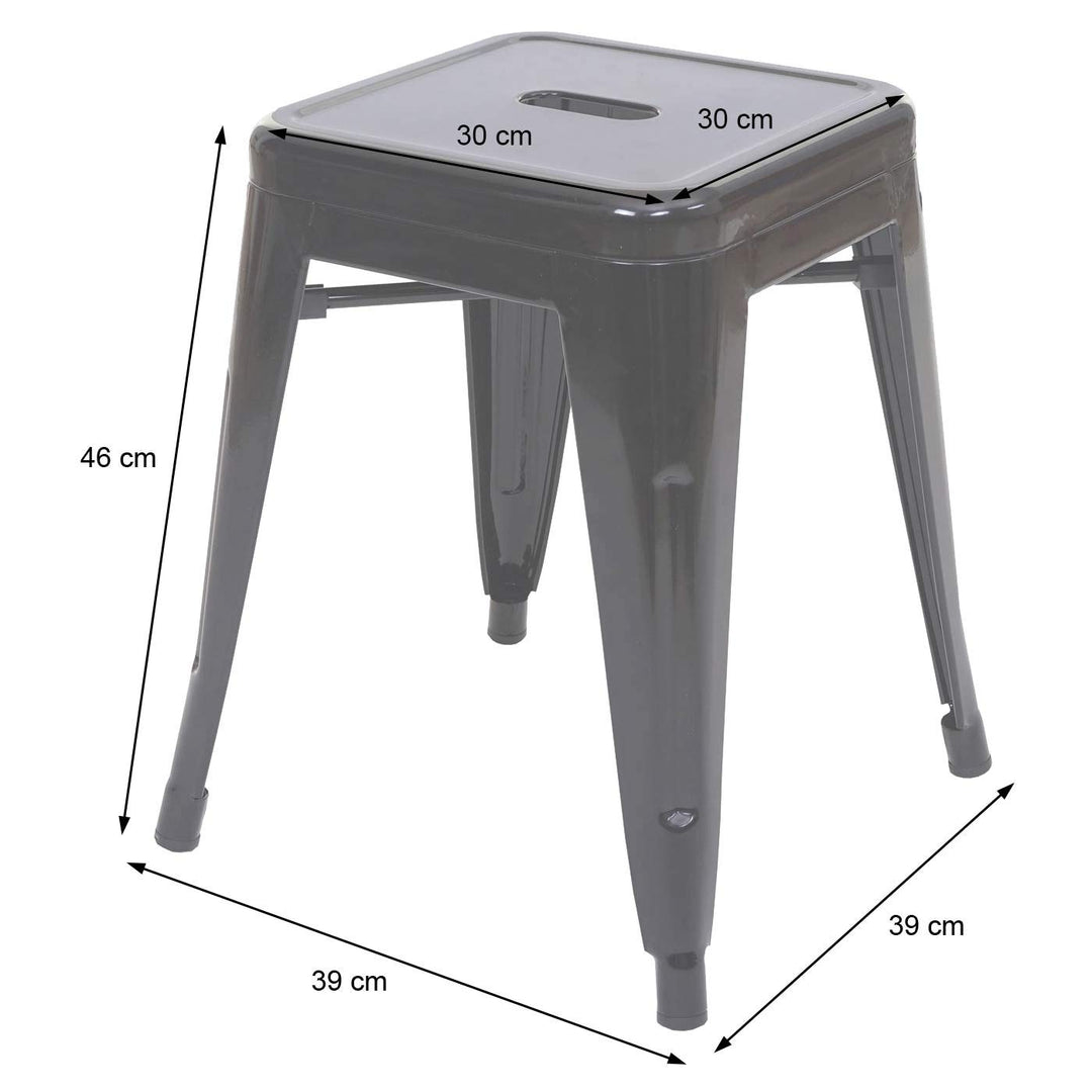 Metallhocker Industriedesign stapelbar 4er-Set, weiss, 46 cm - Bild 2