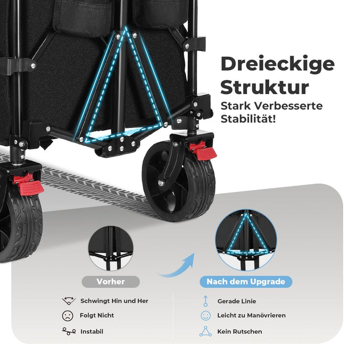 Bollerwagen faltbar XXL 220L 200kg mit Bremsen und Geländerädern - Bild 7