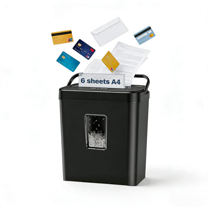 Aktenvernichter Kreuzschnitt P4 6 Blatt 13L Papierkorb Homeoffice - Bild 8