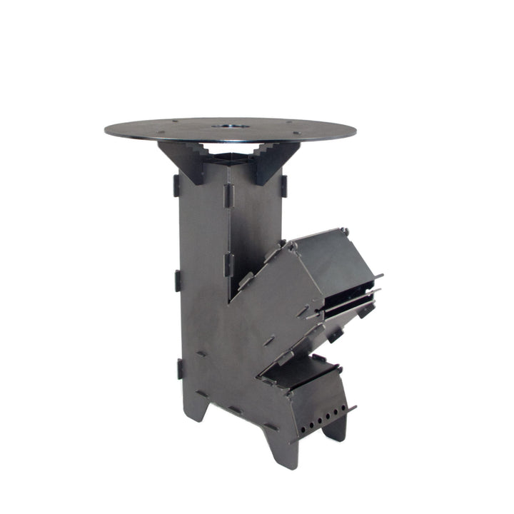 Raketenofen Stahl 3mm Stecksystem mit 5mm Grillplatte Camping
