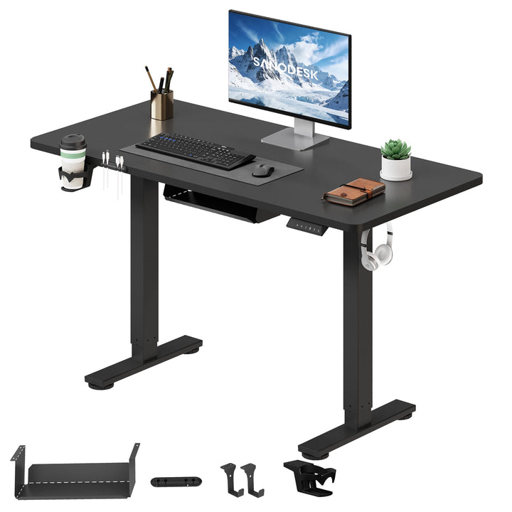 Elektrisch höhenverstellbarer Schreibtisch 110x54 cm Schwarz