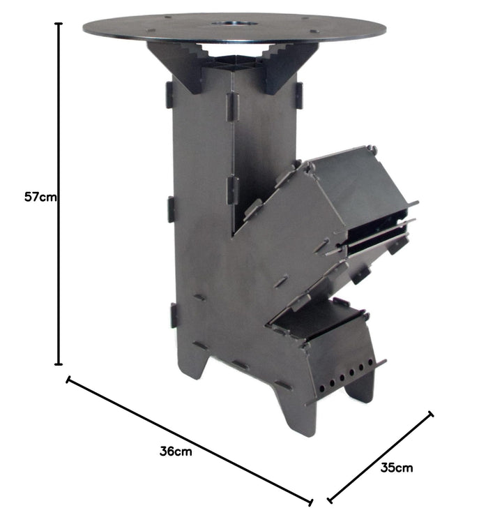 Raketenofen Stahl 3mm Stecksystem mit 5mm Grillplatte Camping - Bild 8