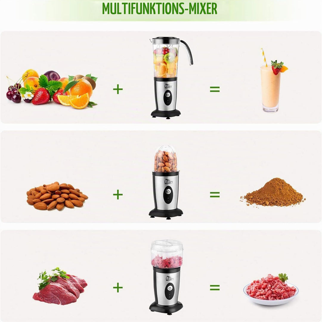 Standmixer 5-in-1 mit To-Go-Becher 1,25L Edelstahl 220W - Bild 4