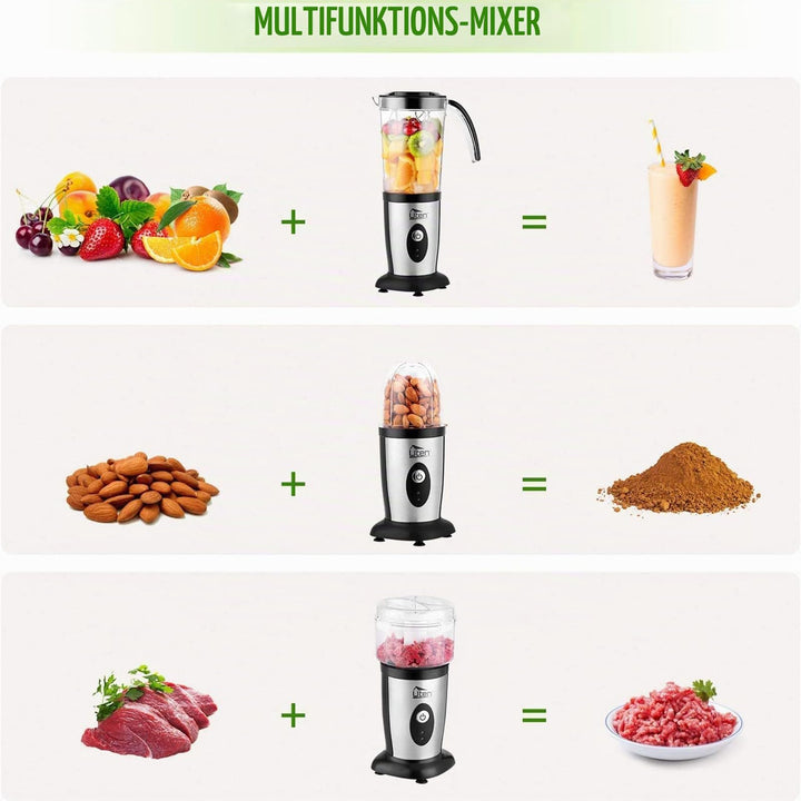 Standmixer 5-in-1 mit To-Go-Becher 1,25L Edelstahl 220W - Bild 4
