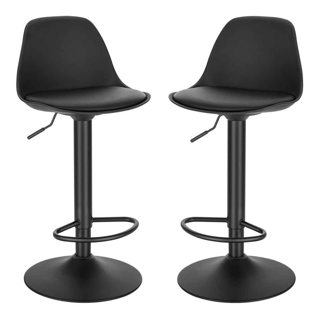 Barhocker 2er-Set PU-Kunstleder 360° drehbar höhenverstellbar mit Rückenlehne