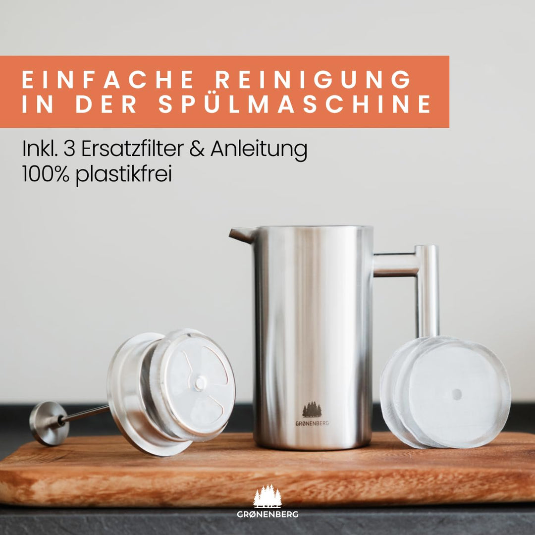 French Press Thermo Edelstahl doppelwandig 320ml / 600ml / 1L - Bild 4