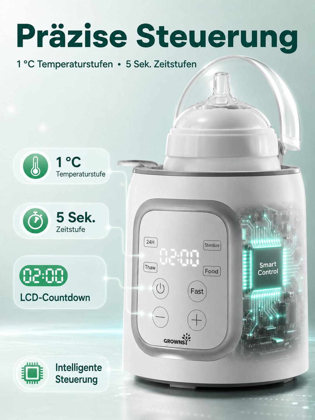 Flaschenwärmer Baby 10-in-1 mit LCD-Display und Dampffunktion - Bild 3
